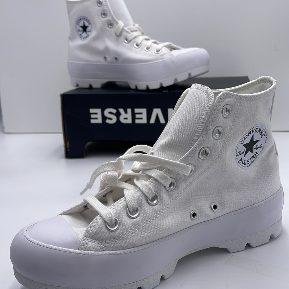 Converse WMNS CTAS LUGGED HI WHITE/BLACK/WHITE 565902C Platforms Sneakers - Picture 15 of 16
